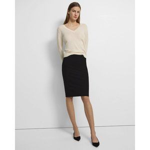 Theory Pencil Skirt in Good Wool Womens Sz 4 Black Stretch Minimalist Career